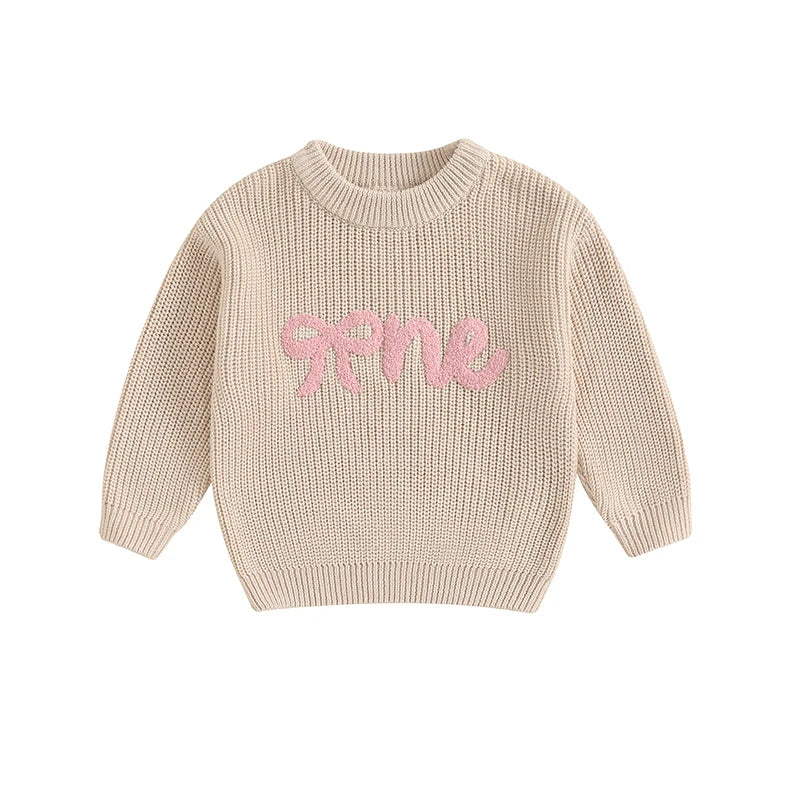 One Bow Embroidered Sweater