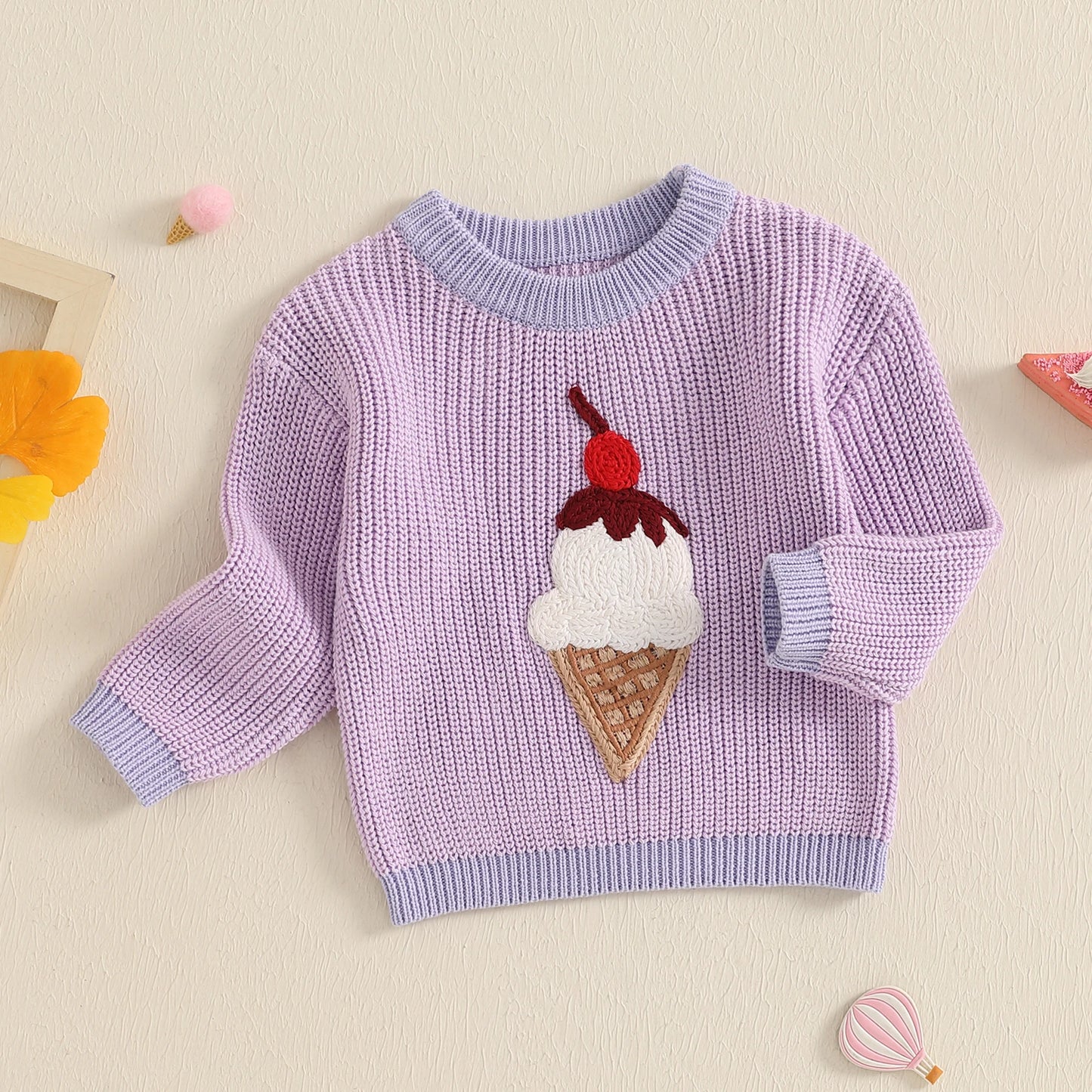 Embroidered Ice Cream Sweater