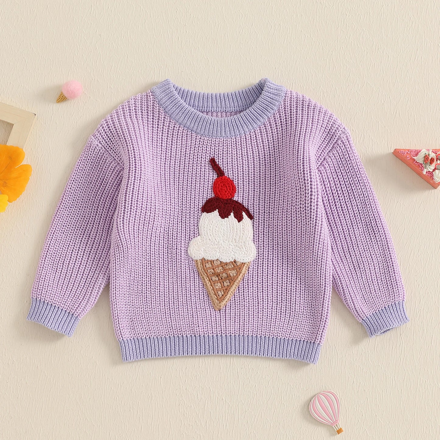 Embroidered Ice Cream Sweater