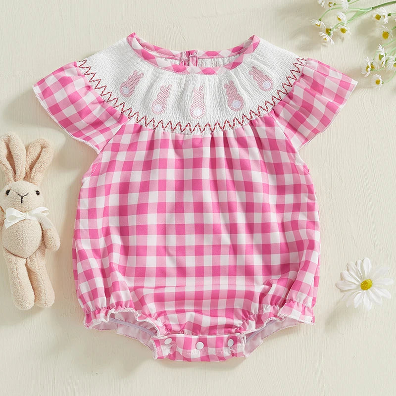 Pink Gingham Bunny Romper