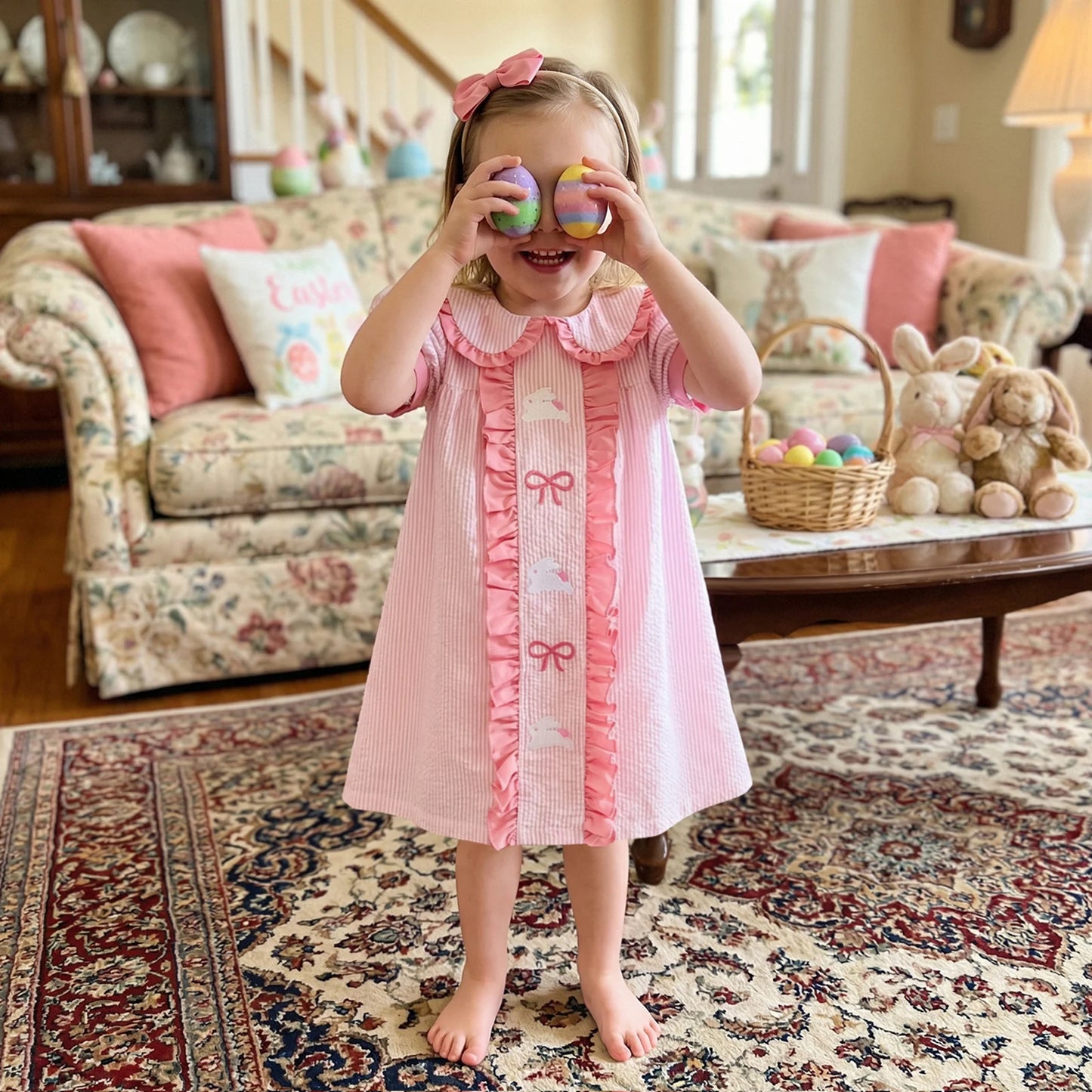 Pink Bow Smock Dress