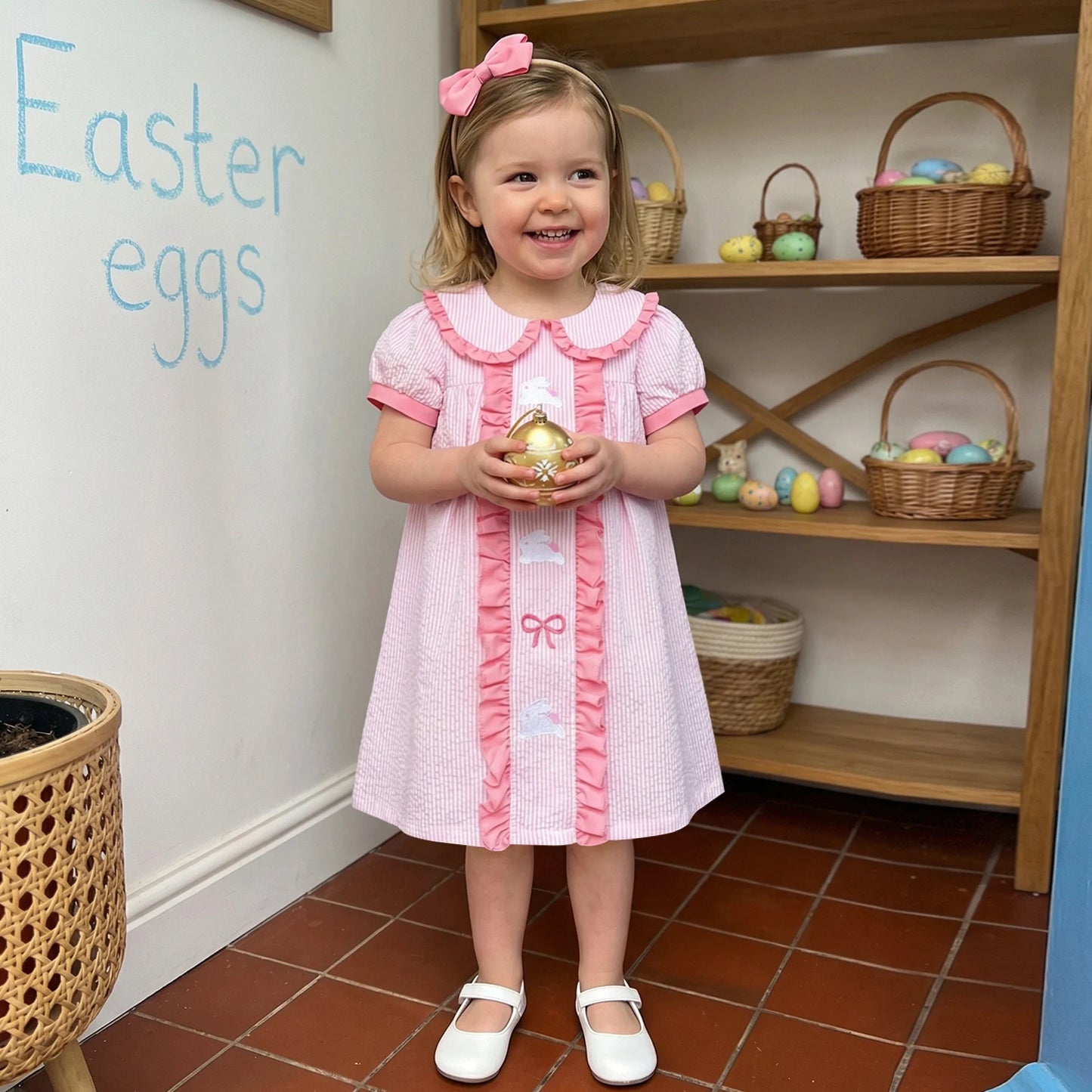 Pink Bow Smock Dress