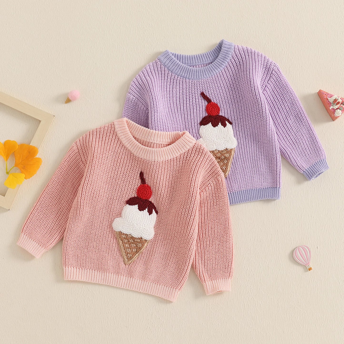Embroidered Ice Cream Sweater