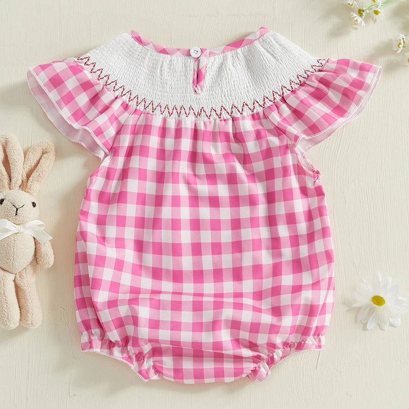 Pink Gingham Bunny Romper