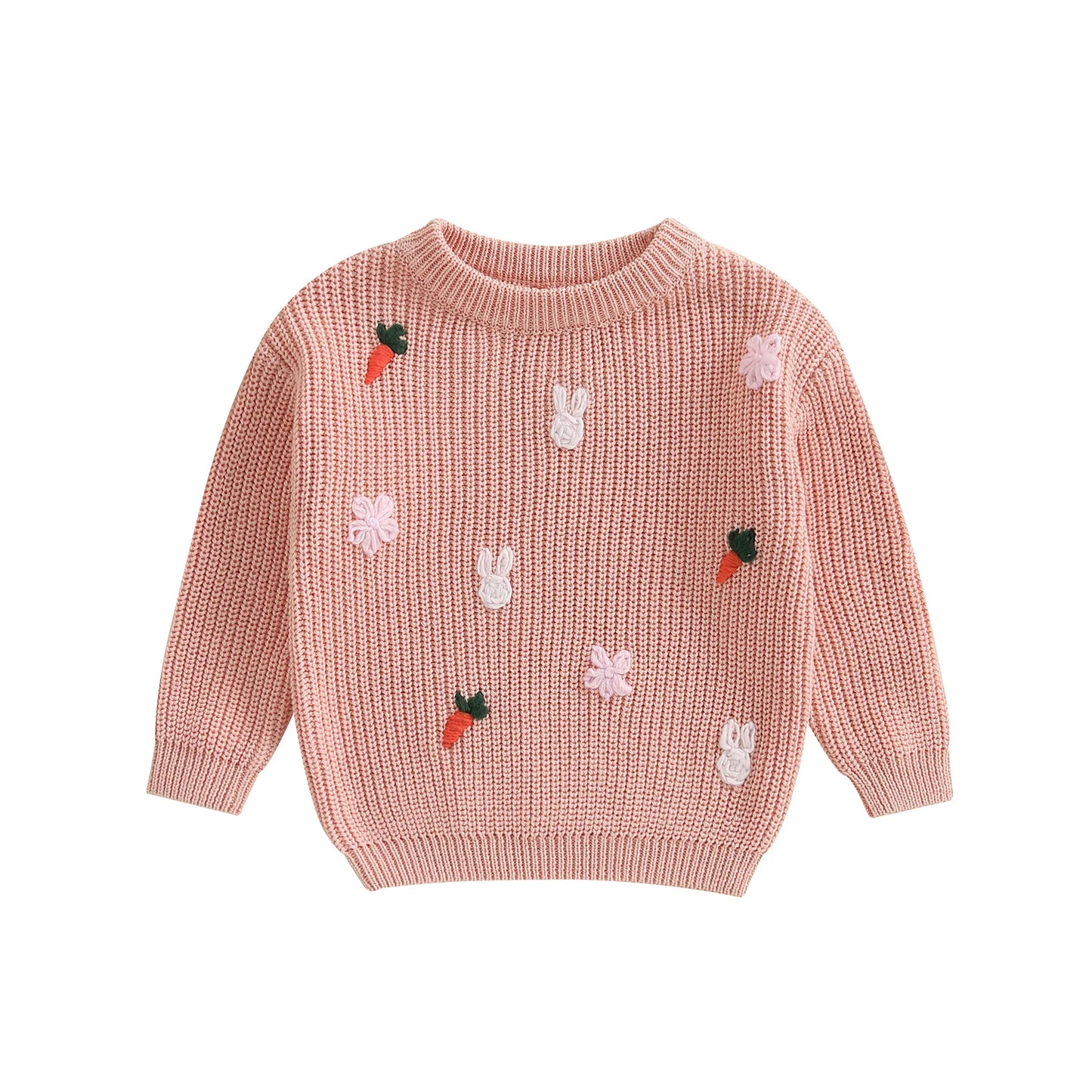 Embroidered Bunnies and Carrots Sweater