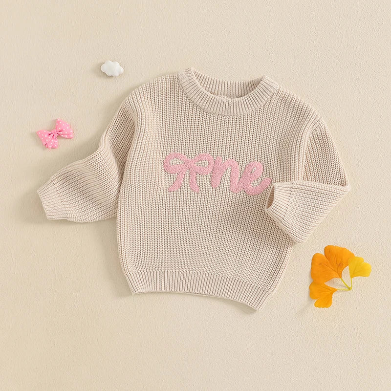One Bow Embroidered Sweater
