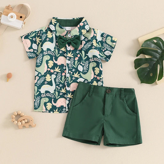 Dino Button Down and Shorts Set