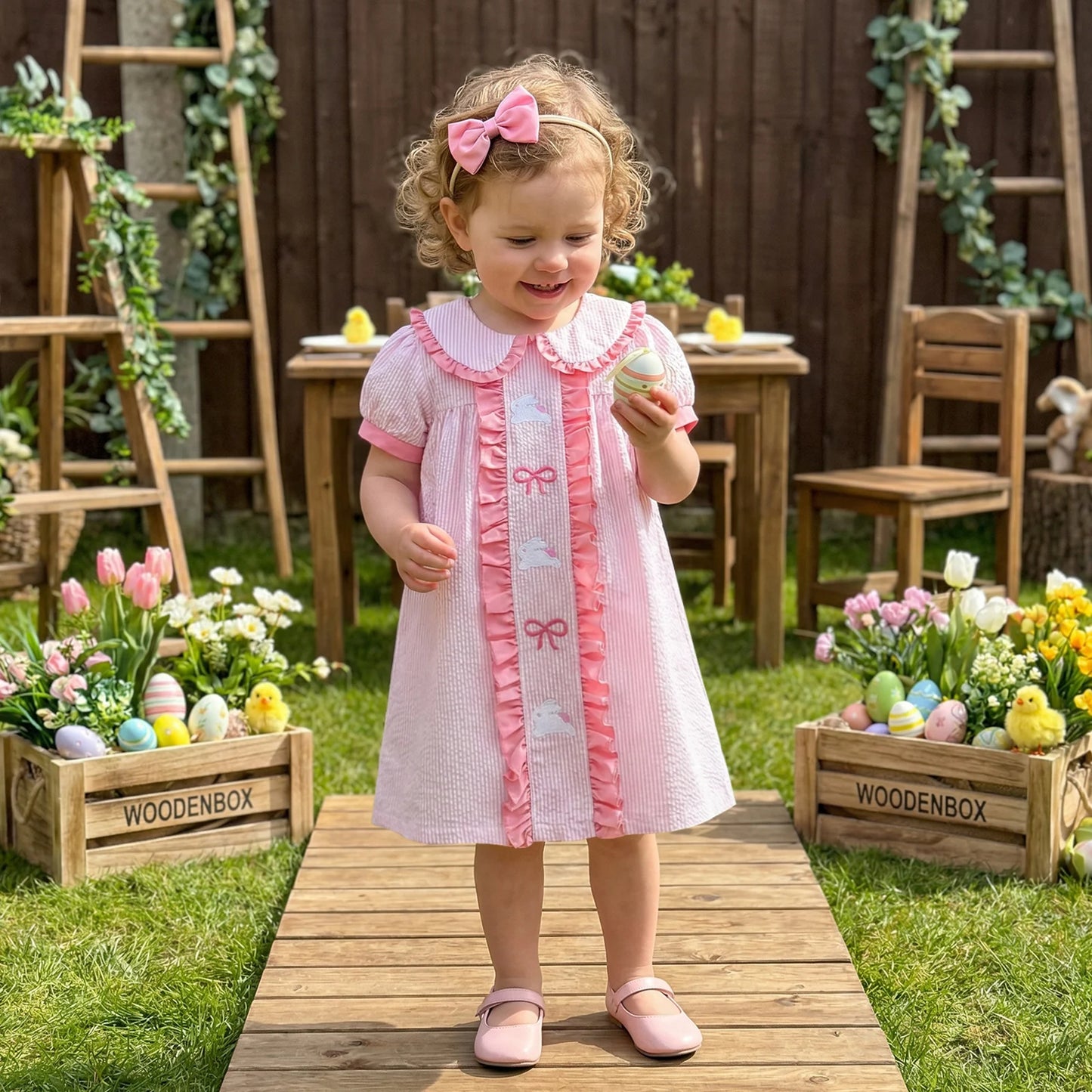 Pink Bow Smock Dress