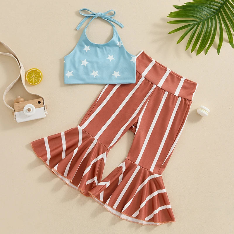 Stars and Stripes Flare and Halter Set