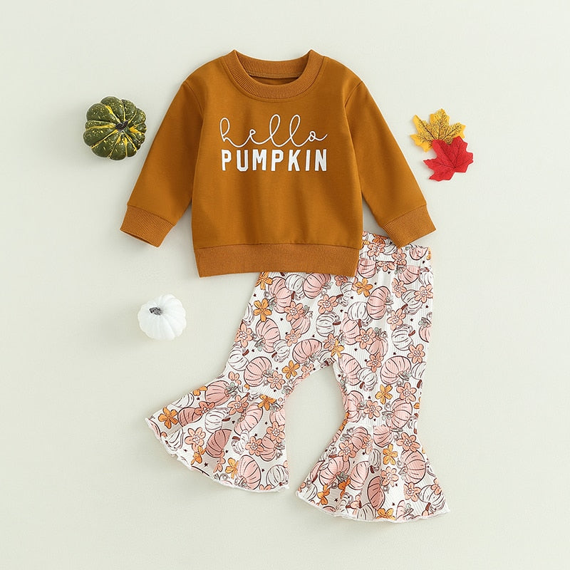 Hello Pumpkin Sweatshirt and Flares Set