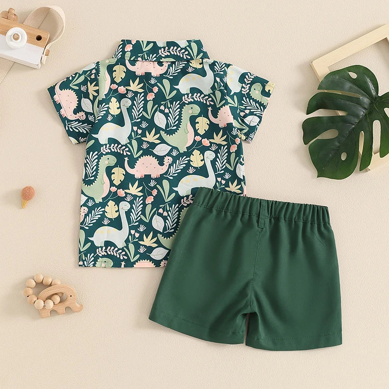 Dino Button Down and Shorts Set
