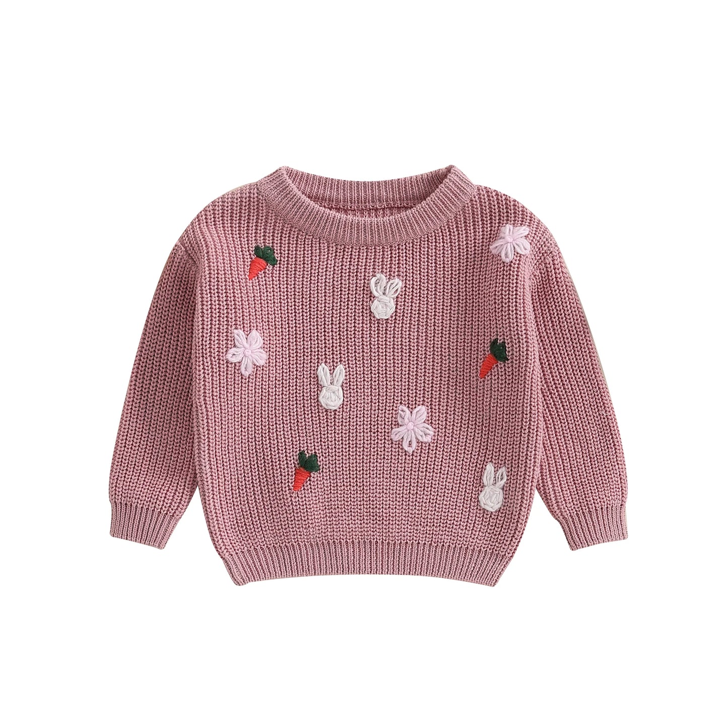 Embroidered Bunnies and Carrots Sweater