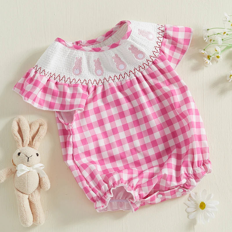 Pink Gingham Bunny Romper