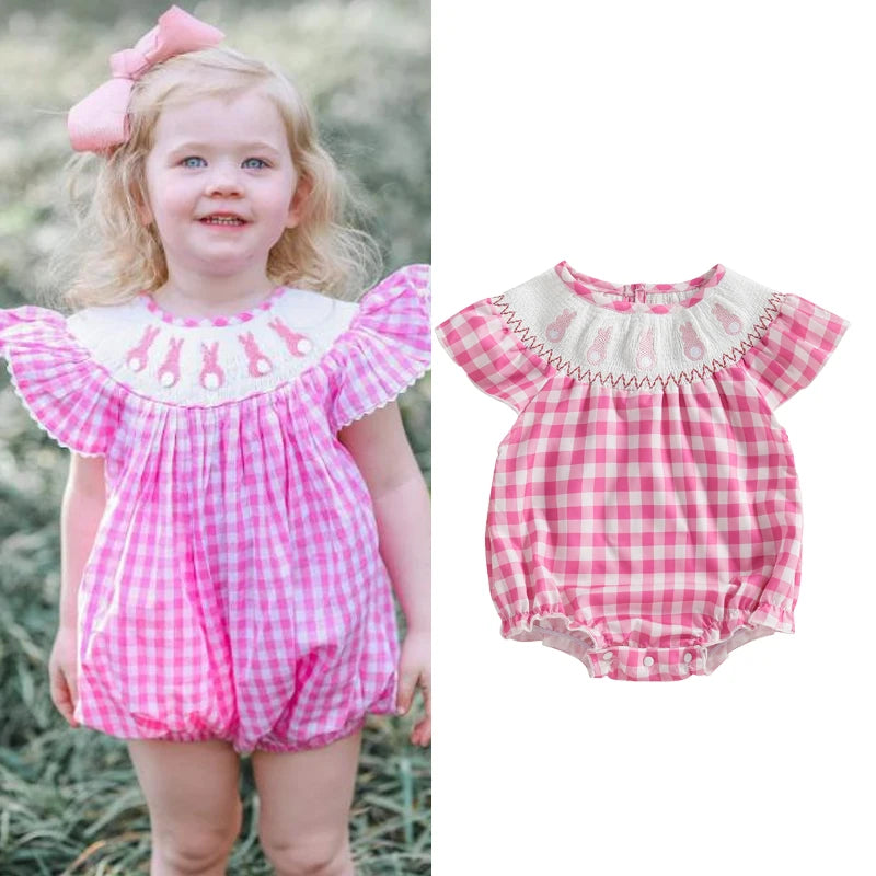 Pink Gingham Bunny Romper