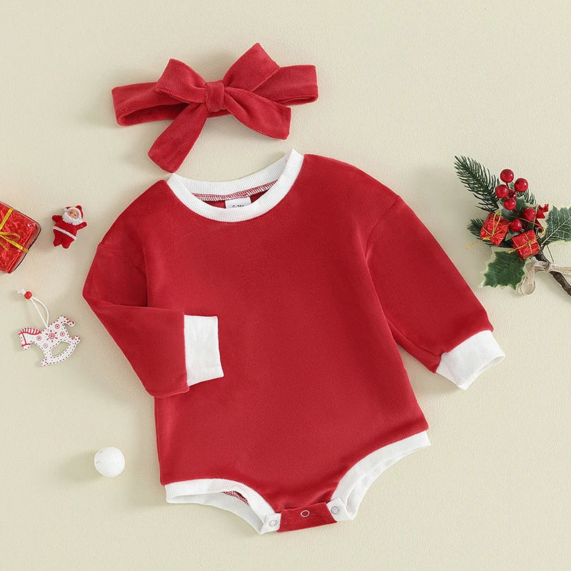 Red and White Romper Set