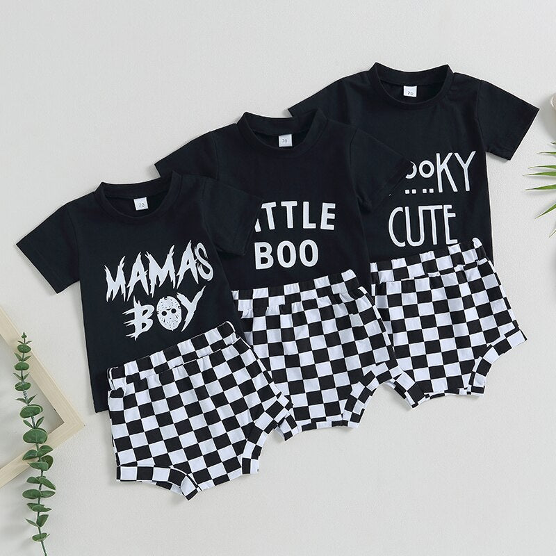 Little Boo Tee and Checked Shorts Set