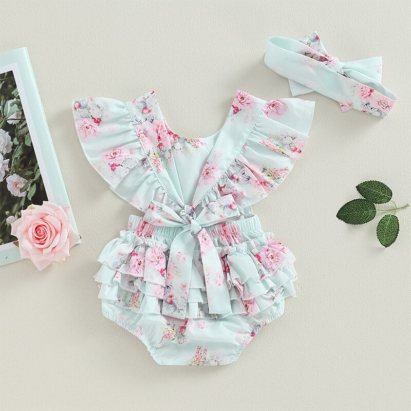 Floral Romper and Bow Set