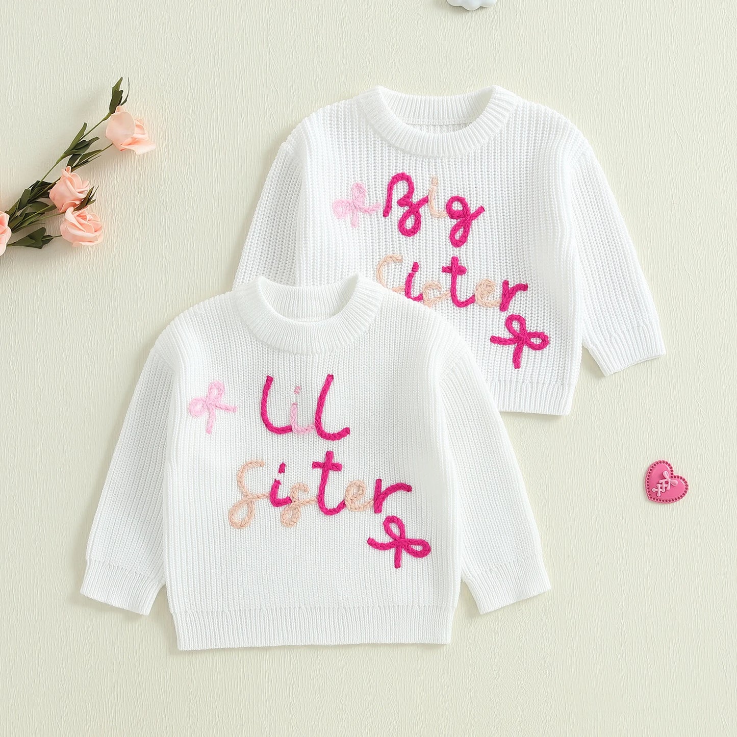 Big Sister & Little Sister Embroidered Sweaters