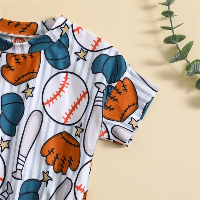 Bats and Mitts Baseball Onesie