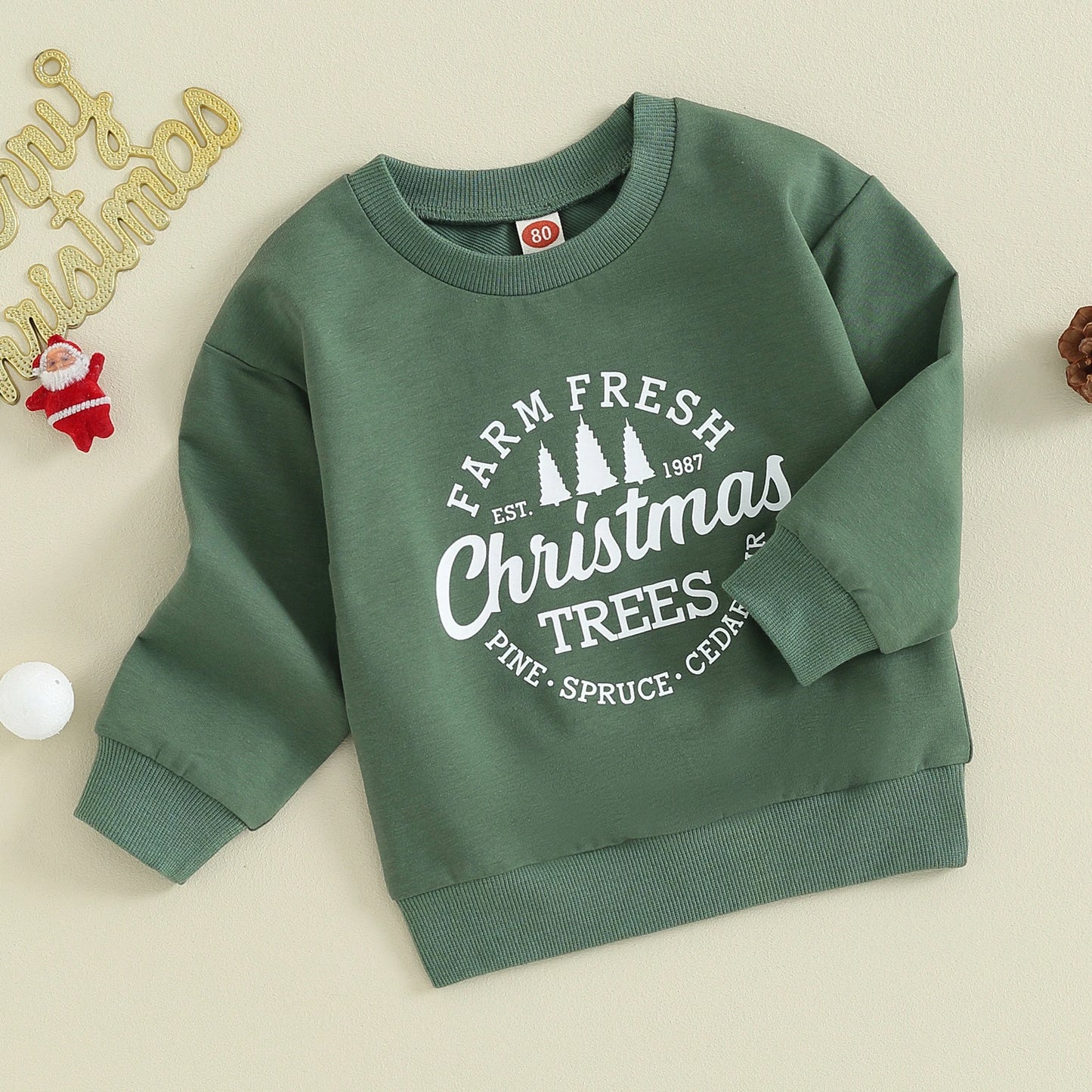 Santa Clause, Hot Chocolate, Christmas Lights Sweatshirt