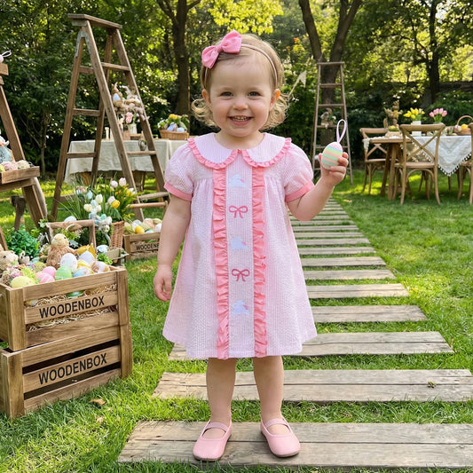 Pink Bow Smock Dress