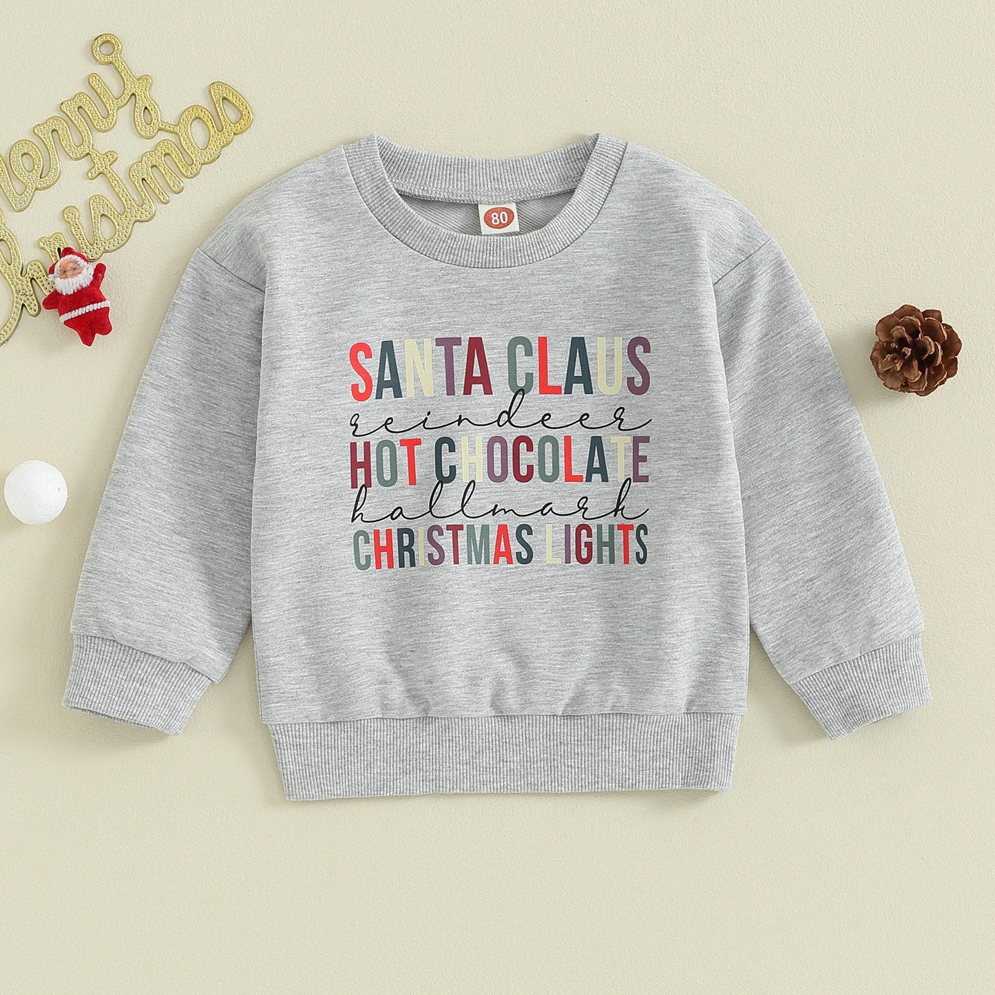 Santa Clause, Hot Chocolate, Christmas Lights Sweatshirt