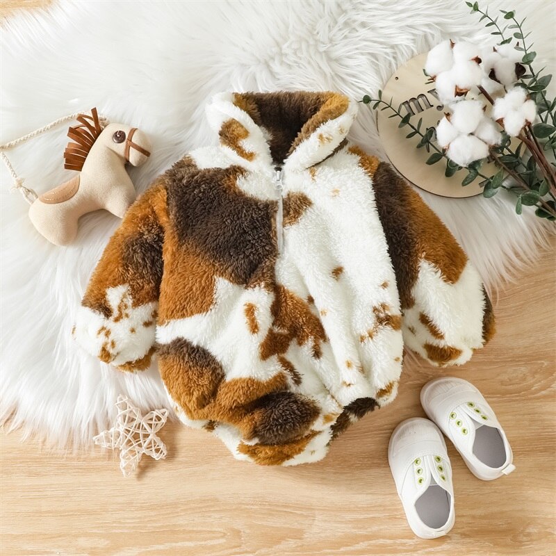 Fluffy Brown Cow 3/4 Zip