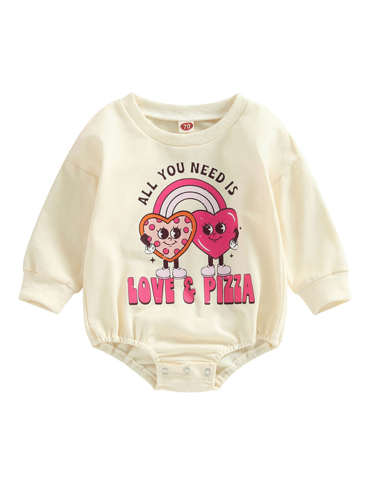 Love and Pizza Vintage Sweatshirt Romper