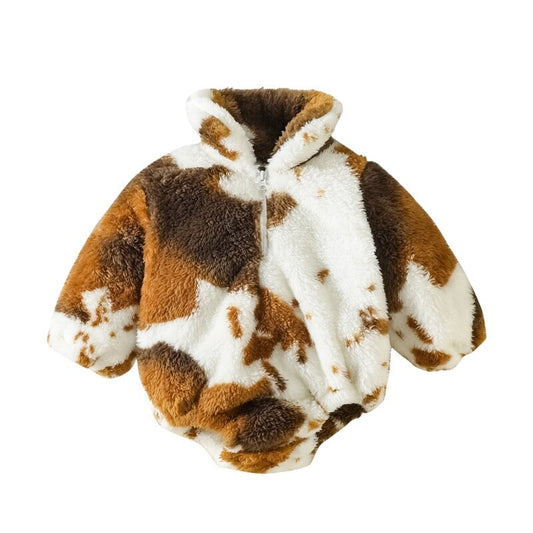 Fluffy Brown Cow 3/4 Zip