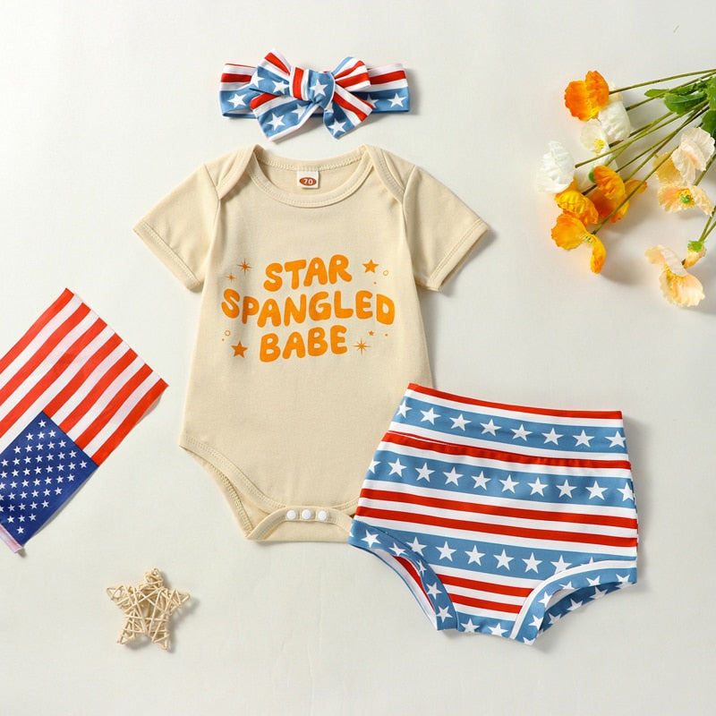 Star Spangled Babe Bow and Bummies Set