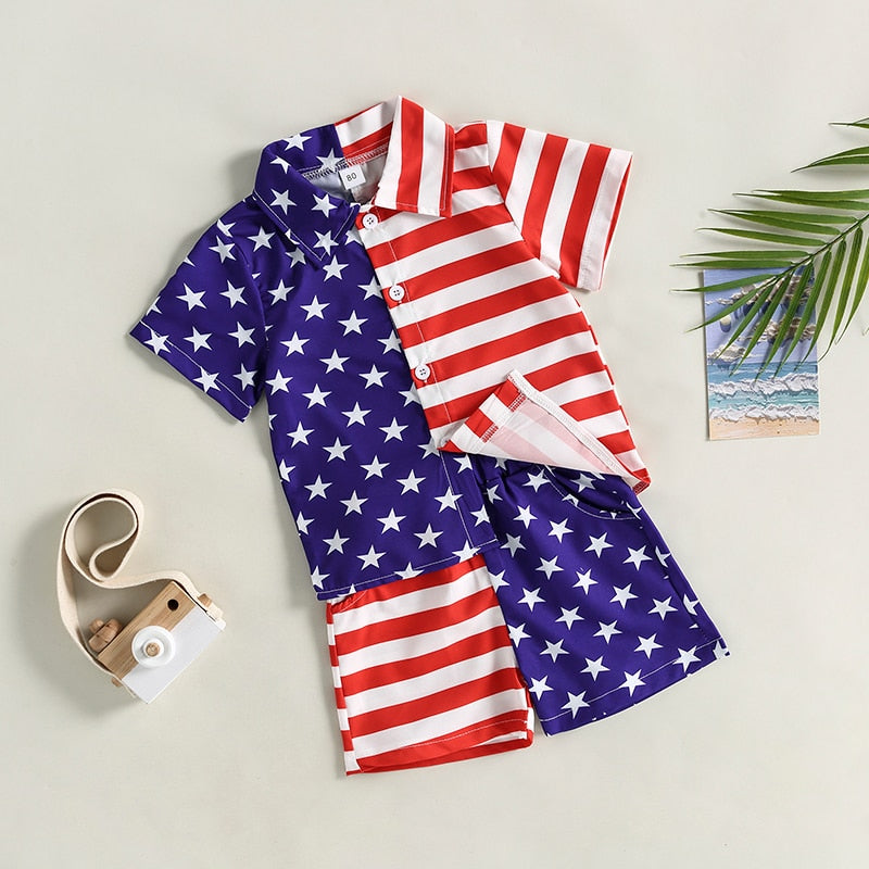 Boys Independence Day Button Down Set