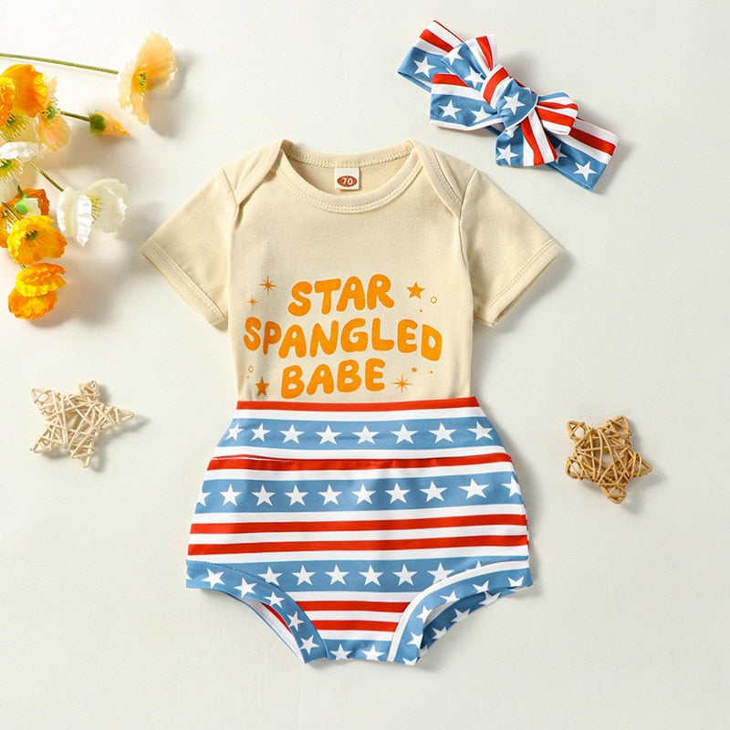Star Spangled Babe Bow and Bummies Set