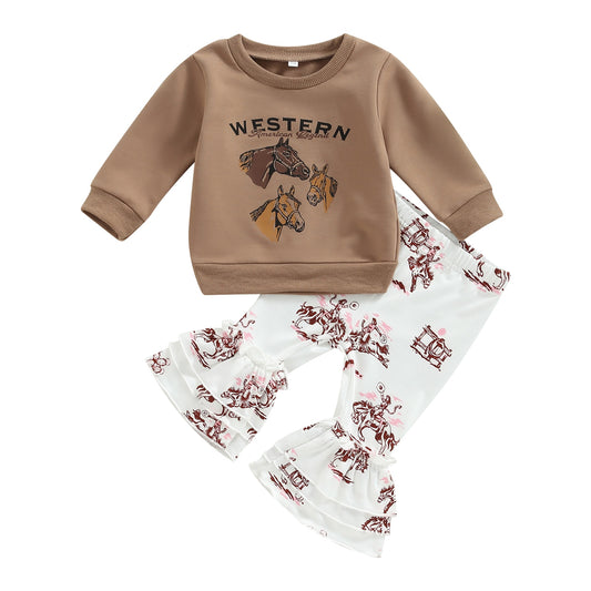 Western Pony Sweatshirt and Flares Set