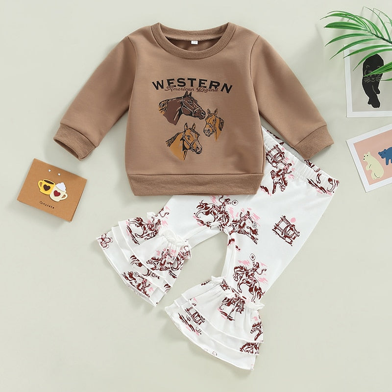 Western Pony Sweatshirt and Flares Set