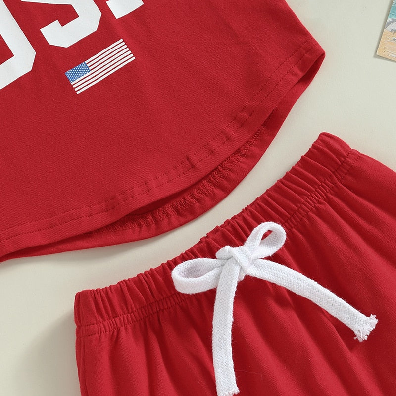 Red USA Shorts and Tank Set